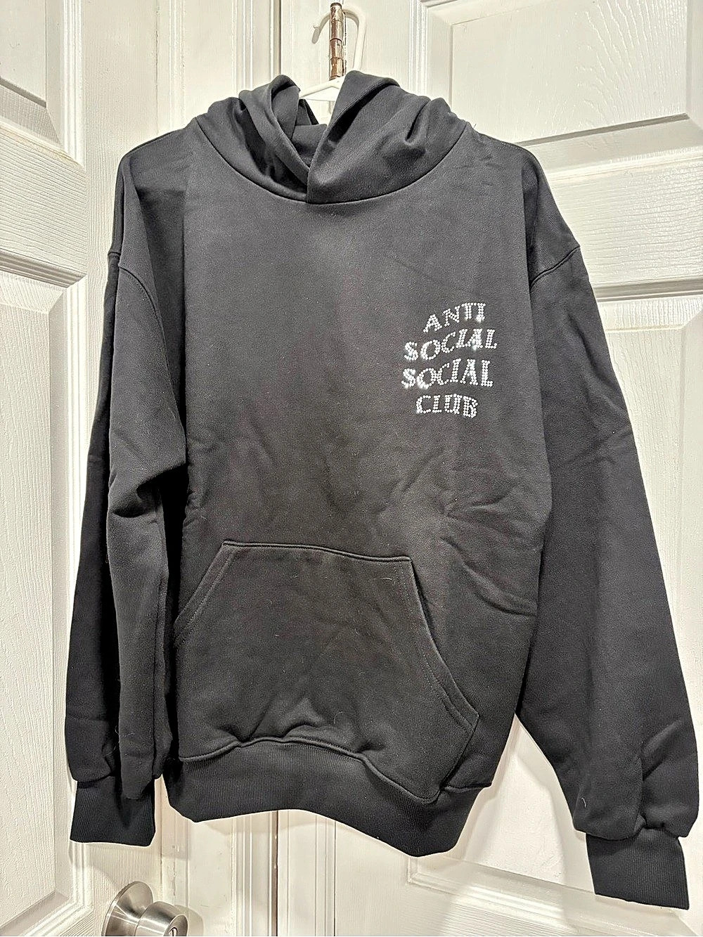 Anti Social Club Rhinestone Mind Games Hoodie Black & White Large BNWT- POT-3/8